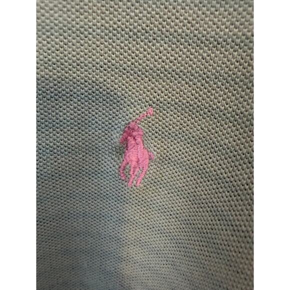 *POLO BY RALPH LAUREN* Preppy Gray/Green Crop Polo Pink Logo Women's M/L. - Picture 5 of 7